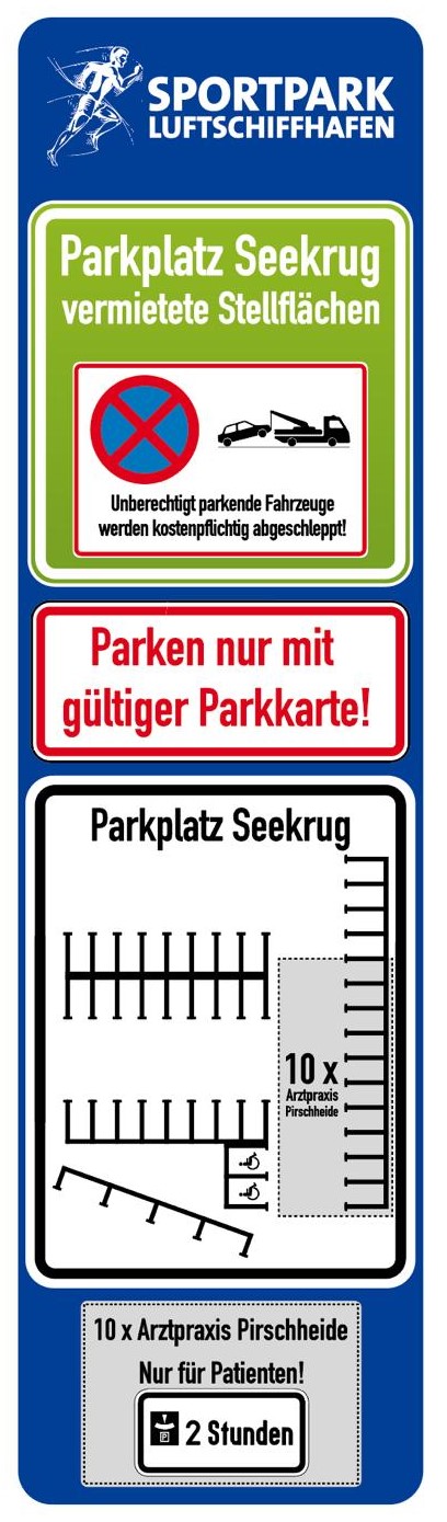 Parkordnung des Parkplatzes vor der Arztpraxis Pirschheide - Thomas Hoffmann | Olaf Peter | Susanne Krebs